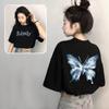 Camiseta Preta Solta de Manga Curta para Mulheres 2026 Verão Novo Estilo Camiseta de Algodão Puro Estilo Europeu Tamanho Grande Top Petite