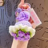 Chaveiro de Flores de Crochê Feitas à Mão Buquê de Flores Fio Flor Rosa Fofa Pingente de Bolsa de Carro Presente para Casal Atacado