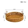 Cesta de Mimbre Sintético para Pan Estilo Japonés Bandeja de Frutas Almacenamiento en Casa Cesta de Pan Exhibición en Sala de Estar Cesta de Almacenamiento Tejida Cesta de Picnic