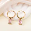 Pendientes de Zirconia de Alta Gama Tohm Moda Japonesa y Coreana Pendientes Sencillos Versátiles de Acero Inoxidable Color Ecológico Pendientes Antialérgicos para Mujer