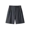 Shorts de Terno Plissado Plano com Fundo Branco Masculino Tamanho Grande Verão Fino High-End Calça de Cinco Pontos Dk26001P42