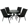 Set de Silla Alta Plegable Apilable para Exteriores Silla de Respaldo Alto Silla Teslin Balcón Patio Mesa y Silla de Hierro KD Cubierta para Acampar