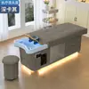 Cama de Shampoo para Terapia Capilar LED de Luxo Leve, Cama Integrada com Circulação de Água e Vaporização para Salão de Beleza, Cama de Fisioterapia Totalmente Reclinável para Lavar o Cabelo