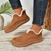 Nuevos Zapatos de Algodón Cálidos de Invierno 2026 para Mujer para Exportación, Talla Grande Transfronteriza, Planos, Color Sólido, Forrados de Felpa, Engrosados para Calidez