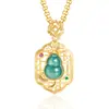 Natural um bens jade azul cabaça de água cobre banhado a ouro incrustado pingente de jade gelo pingente de jade colar pingente mulheres atacado