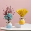 Espiga de Trigo Flor Seca Gipsofila Buquê Arranjo de Flores para Sala de Estar Vaso Pequeno de Cerâmica Estilo Ins Ornamento de Decoração para Gabinete de TV de Mesa