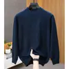 Suéter grueso de cuello alto medio para hombre de otoño e invierno, camiseta interior de punto casual de color liso de alta calidad
