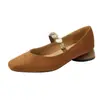 Zapatos de tacón alto estilo francés y nuevo estilo chino para mujer con tiras de pedrería, tacón grueso, elegante correa metálica, Mary Jane retro de tacón bajo inspirado en Chanel