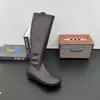 Botas de tacón alto para mujer, botines de punta redonda, cuero elástico suave, que aumentan la altura, sin cordones, ajustados, botas largas de moda sencillas para mujer
