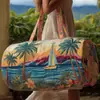 Nueva Marca Independiente Serie Hawaiana Bolso de Viaje Acolchado de Algodón, Bolso de Yoga para Mujer Estampado de Moda, Bolso de Mano
