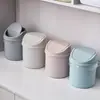 Mini Papelera de Escritorio Cubo de Basura Pequeño Tubo con Tapa Papelera de Dormitorio Cubo de Basura Caja de Almacenamiento para Espacio de Trabajo Limpio Hogar Escritorio