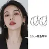Pendientes de Aro Seiko de Alta Calidad de Plata de Ley S999 con Diseño de Onda de Aguja, Aro Liso, Pendientes Anchos para Mujer, Nuevos Pendientes Populares 2025