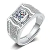 Transmisión en Vivo Transfronteriza Más Vendidos Anillos para Hombre Llenos de Diamantes, Anillos de Lujo Ligero de Moda para Hombre, Anillos de Diamante de Imitación Moissanita, Anillos Abiertos, Accesorios