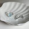 Anel de Prata de Lei S925 com Pedra Gelo Rachada de Água-Marinha para Mulheres Nicho Acessível Luxo Simples Aberto Elegante Anel para Dedo Indicador