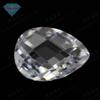 Huagang Gem Em forma de pêra Branco Duplo Tartaruga Face Zircon Incolor Cor Transparente Em Forma de gota Xadrez Face Jóias Pedra Nua