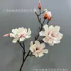 Flores artificiais de lótus e magnólia com múltiplos ramos, magnólia PU com múltiplos ramos estilo chinês, materiais para arranjo floral estilo chinês novo para sala de estar, flores falsas