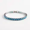Moda europea y americana transfronteriza Joker cuadrado fila única cadena de tenis totalmente de diamantes pulsera de tenis de circón de color cristal