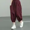 Pantalones de Lino de Algodón Puro Casual para Mujer Verano Nuevo Estilo Coreano Talla Grande Holgados Adelgazantes Cintura Alta Acortados Harem