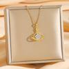 [Acero de Titanio] Collar Planeta Galaxia Lujo Ligero Temperamento Diamante Completo para Mujer Celebridad de Internet Cadena Clavicular Combinable Cadena de Acero de Titanio