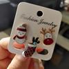 Calcetines Nuevos Europeos y Americanos Alce Árbol de Navidad Juego de Tres Piezas Broche Aleación Goteo de Aceite Moda Corsage Navideño Regalo para Mujeres