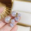 Pendientes de lujo ligeros con circonita blanca perlada y forma de corazón, de plata 925, elegantes, franceses, combinables, estilo retro.
