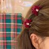 Tocado elegante de terciopelo negro con forma de diamante cuadrado de estilo coreano, con ocho palabras, pequeño clip de flequillo lateral, accesorios para el cabello de otoño e invierno para mujer
