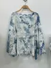 Vestido artístico azul tie-dye hecho a mano de Radix Isatidis de planta pura original, sobrecapas exteriores protectoras solares