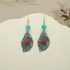 Brincos de Coração Vermelho com Folha de Esmalte Estilo Étnico, Elegantes e Elegantes, Novo Estilo Chinês, Brincos Versáteis e Sem Restrições Todos os Anos