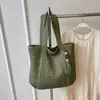 Bolso de hombro tejido para playa de gran capacidad y versátil, nuevo bolso de paja de color liso para vacaciones junto al mar, bolso de mano