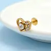 Aretes Perforados de Acero de Titanio Verticales para Agujeros de Oreja Aretes de Hélice de Acero Inoxidable con Circonita Joyería para Piercings Aretes de Flor para Labio con Rosca Externa