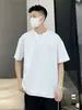 Camiseta Pesada de Manga Corta Falsa de Dos Piezas para Hombre, Marca de Tendencia de Nicho, Camiseta Base Simple, Top de Media Manga con Diseño de Retazos Estilo Universitario