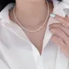 Moda Estilo Ins Sencillo Versátil Zircón Rosa Perla Shijia Collar Cadena para Clavícula de Lujo Ligero Alto Temperamento para Mujeres