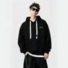 Moletom com capuz branco e cinza, estilo masculino versátil, nova marca de moda americana para outono e inverno, fleece pesado, jaqueta casual de corte solto