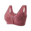 Fivela frontal cueca feminina de meia-idade e idosos Novo impresso sem fio plus size cueca fina feminina sutiã colete de algodão macio