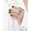 1809 Sentido del Diseño Nicho Textura Irregular Textura Lujo Ligero Azul y Verde Esmalte Goteado Anillo de Plata Esterlina S925 Anillo para Mujer