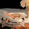 Zapatos de Novia Franceses, Zapatos de Perlas para Uso Diario, Zapatos de Salón Modernos 2025, Zapatos de Vestir de Tacón Grueso, Zapatos de Tacón Medio, Zapatos de Boda Franceses para Mujer