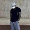 Camiseta Masculina Cinza Gola Redonda Manga Curta Estilo Americano Durão Fitness Esportes Casual Amiga da Pele Respirável Camiseta Básica Casual Top