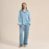 Pijama de plumas rosa para mujer, felpa de invierno, conjunto de satén de alta gama con manga larga y pantalón largo, ropa de casa holgada y de lujo ligero