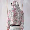Sudadera de pareja estilo Harajuku perezoso, floral, holgada, de manga larga, cárdigan casual holgado personalizado con cremallera