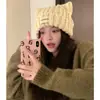 Gorro de Punto para Mujer, Cálido y a Prueba de Frío, Estilo Coreano Otoño e Invierno, Versátil, Orejas de Conejo Lindas, Gorro de Lana, Protección para las Orejas, Mantiene la Cara Caliente y Hace que la Cara Parezca Más Pequeña