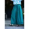 Estilo Novo de Verão Retrô Original Feminino Azul Pavão Algodão Puro Leve Solto Casual Calça Cenoura