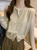 Cardigan de Tricô Feminino Outono e Inverno Peça de Roupa Externa Cardigan Suéter Jaqueta Manga Longa Emagrecedor Top de Inverno