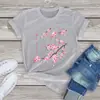 Camiseta Transfronteiriça Aliexpress Estampa Flor de Cerejeira Sakura, Casual Gola Redonda