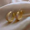 Pendientes de Moda con Forma de C Personalizados Estilo Europeo y Americano Lujo Accesible Pendientes de Círculo Metálicos Cepillados de Gama Alta Joyería para Orejas de Mujer Venta al por Mayor