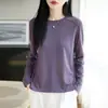 Suéter de tricô de lã suave estilo francês para mulheres, de manga comprida, modelador, fino, camada base para a pele