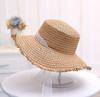 Sombrero Plano Pull-Up Estilo Coreano Sombrilla de Verano Ala Grande Borde Crudo Sombrero de Paja Encaje Monocromático Transpirable Sombrero de Protección Solar para Playa para Mujer