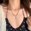 Collar Mangxing de Piedra Lunar con Espinas Doble Capa Superpuestas Cadena de Hilo con Borlas para Mujer Clavícula de Nicho Exquisita de Alta Calidad