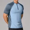 Ropa Deportiva de Verano Transpirable de Secado Rápido con Cuello Alto y Media Cremallera de Manga Corta para Hombres Estudiantes, Ropa de Pista y Campo con Media Cremallera para Correr y Entrenamiento de Fitness