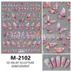 Adesivos de Unha Fofos Rosa e Branco com Novo Relevo e Laços Transfronteiriços Adesivos de Laços Simples e Doces para Manicure