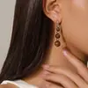Pendientes de Gancho con Borla de Piedra Ojo de Tigre de Venta Caliente Transfronteriza para Mujeres Ins Personalizados Retro Joyería para Orejas con Cuentas de Piedra Natural Venta al por Mayor